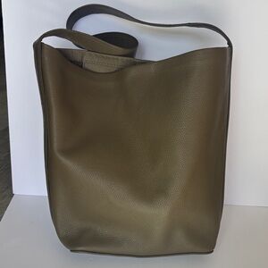 Zara Leather Olive Green Hobo Bag
